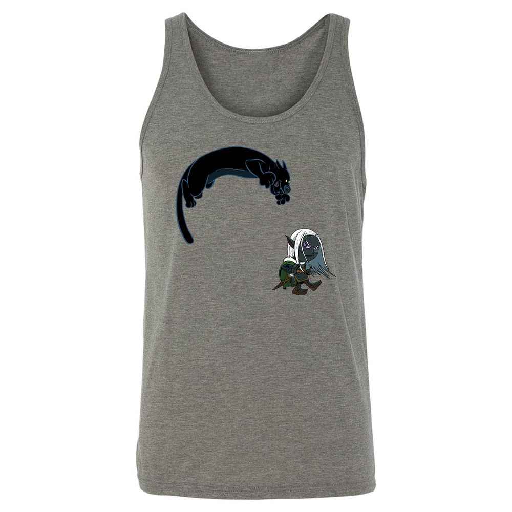 Drizzt And Guenhwyvar Unisex Jersey Tank - Grey Triblend - 2