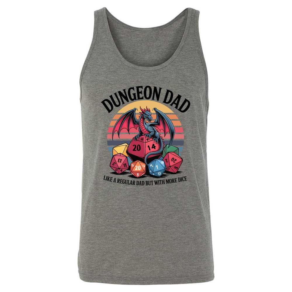 Dungeon Dad With More Dice Unisex Jersey Tank - Grey Triblend - 2