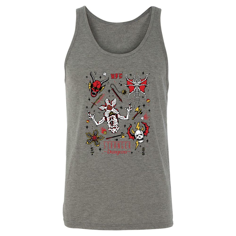 STRANGER DUNGEON Unisex Jersey Tank - Grey Triblend - 2
