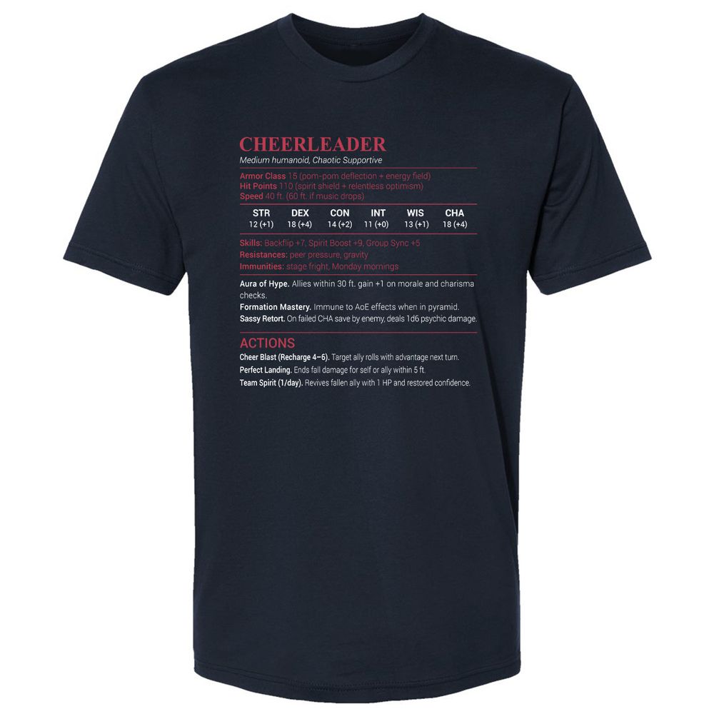 Cheerleader Stats Premium Unisex T-Shirt - Midnight Navy - 2