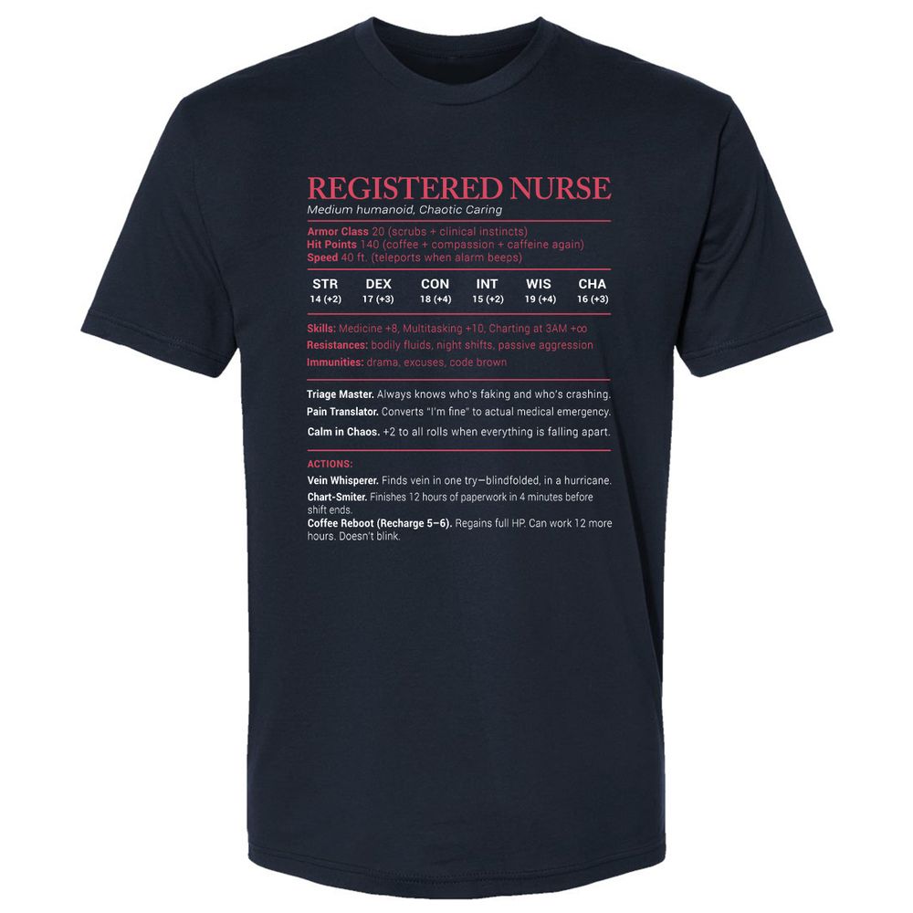 Registered Nurse Stats Premium Unisex T-Shirt - Midnight Navy - 2