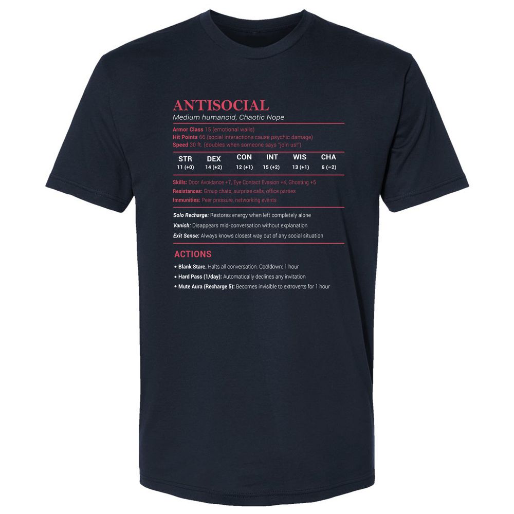 Antisocial Stats Premium Unisex T-Shirt - Midnight Navy - 2