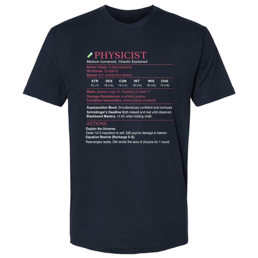 Physicist Stats Premium Unisex T-Shirt - Midnight Navy - 2