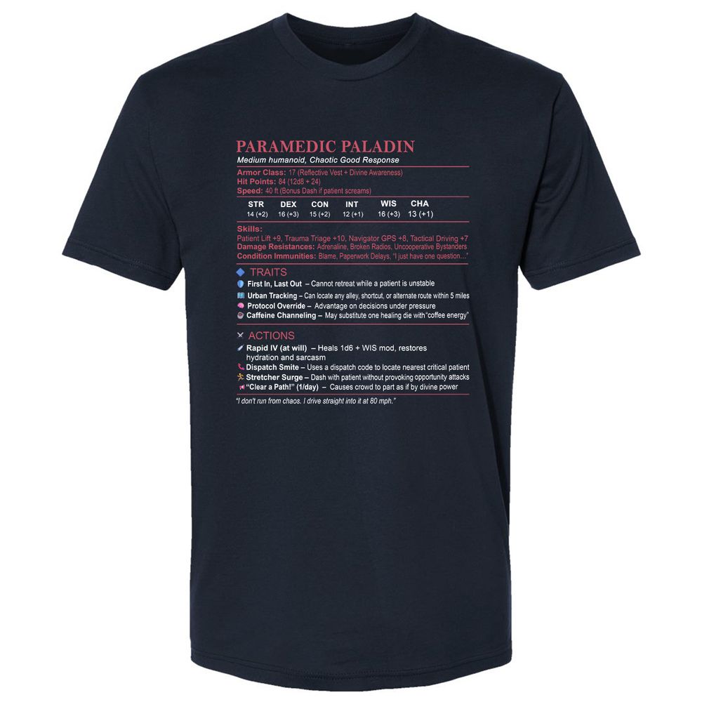 Paramedic Stats Premium Unisex T-Shirt - Midnight Navy - 2