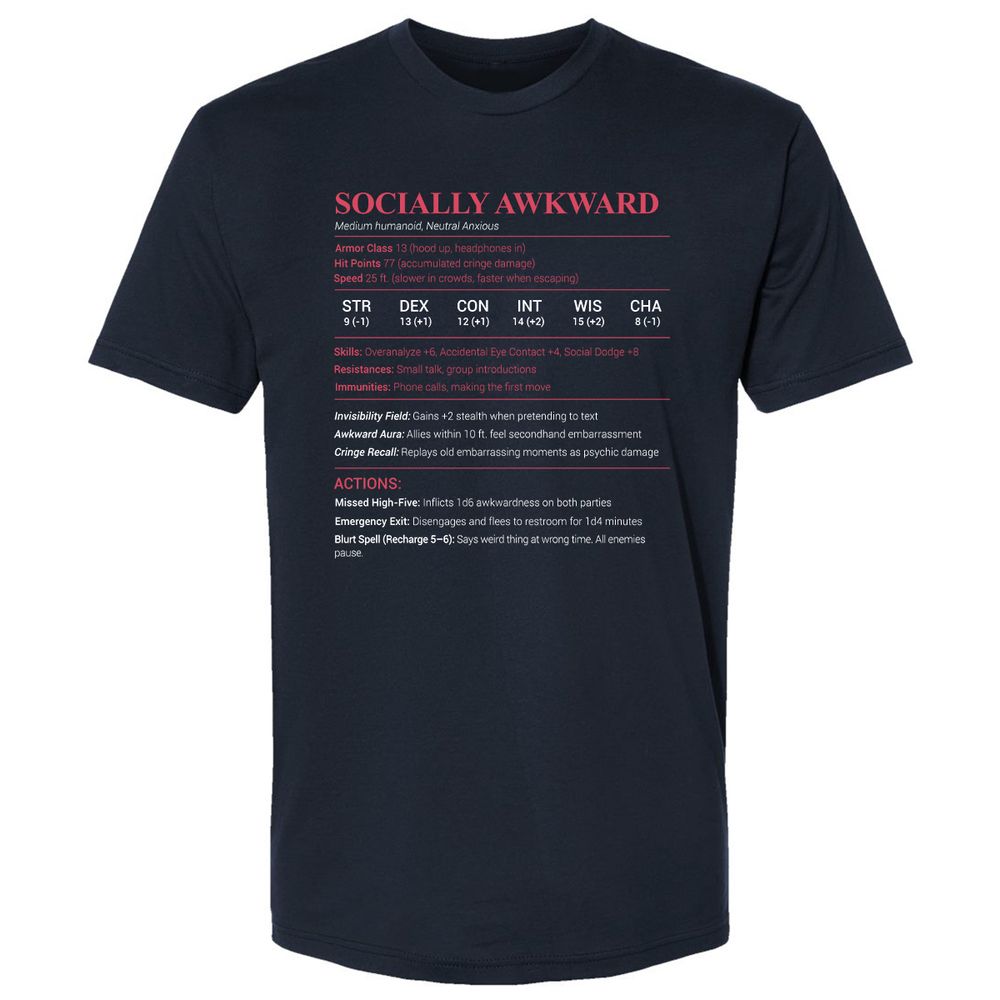 Socially Awkward Stats Premium Unisex T-Shirt - Midnight Navy - 2