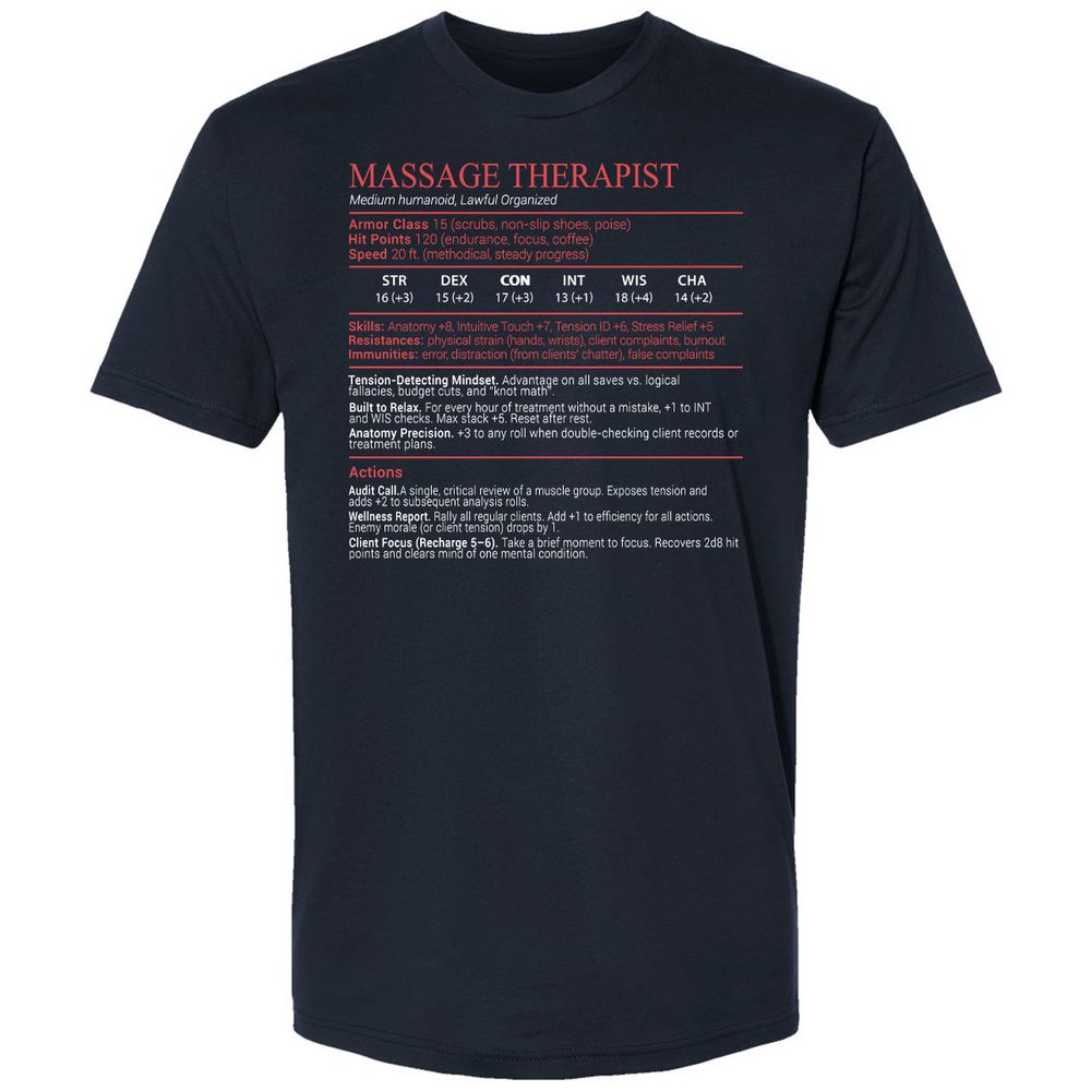 Massage Therapist Stats Block - Midnight Navy - 2