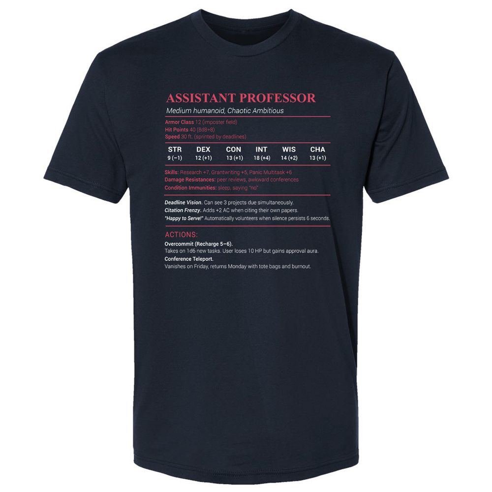 Assistant Professor Stats Premium Unisex T-Shirt - Midnight Navy - 2