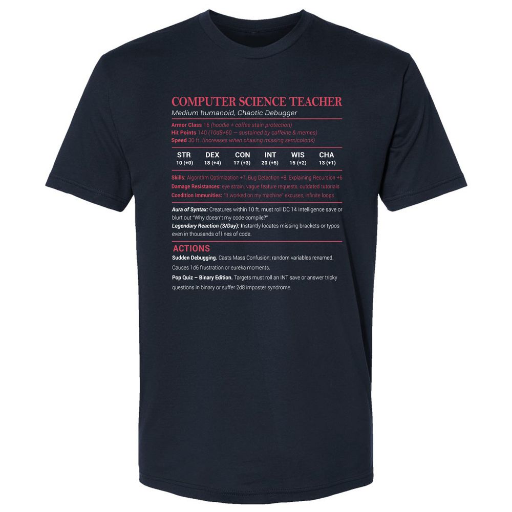 Computer Science Teacher Premium Unisex T-Shirt - Midnight Navy - 2