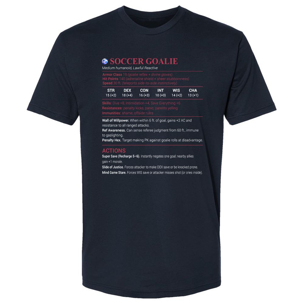 Soccer Goalie Premium Unisex T-Shirt - Midnight Navy - 2