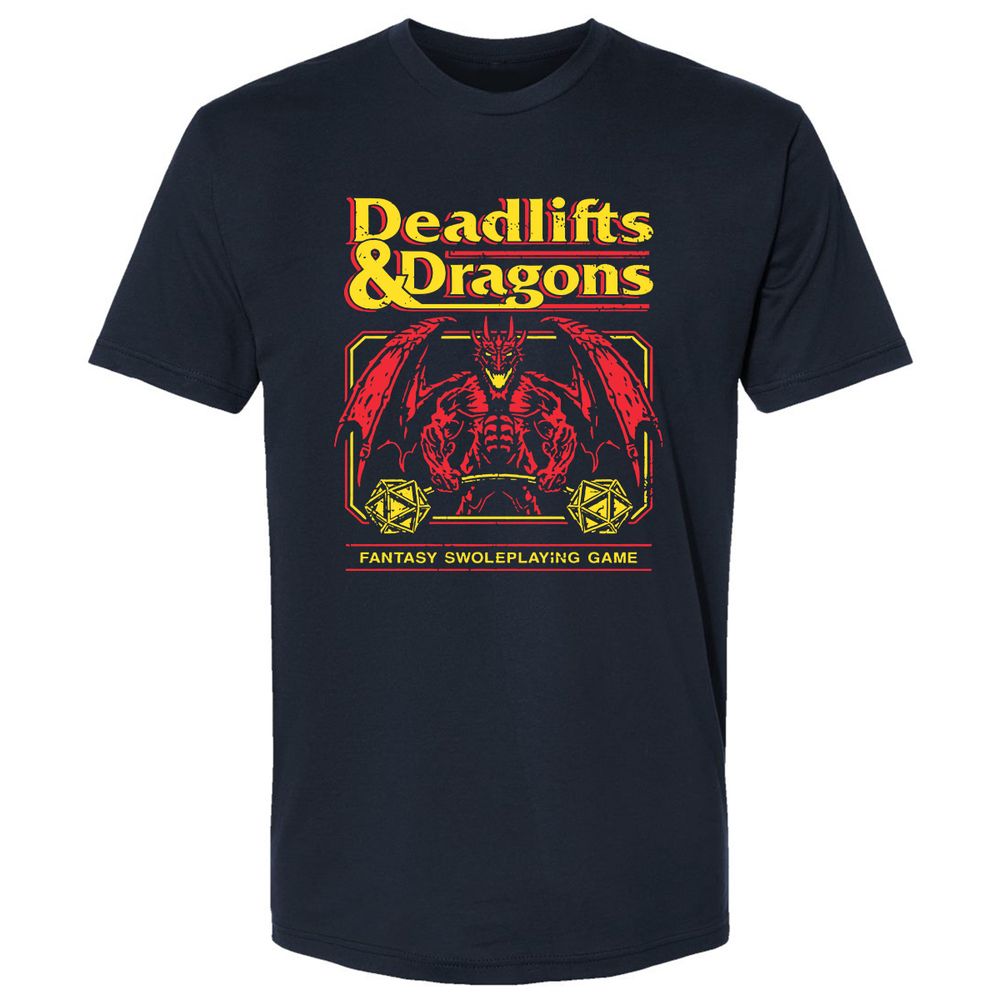 Deadlifts And Dragons Premium Unisex T-Shirt - Midnight Navy - 2