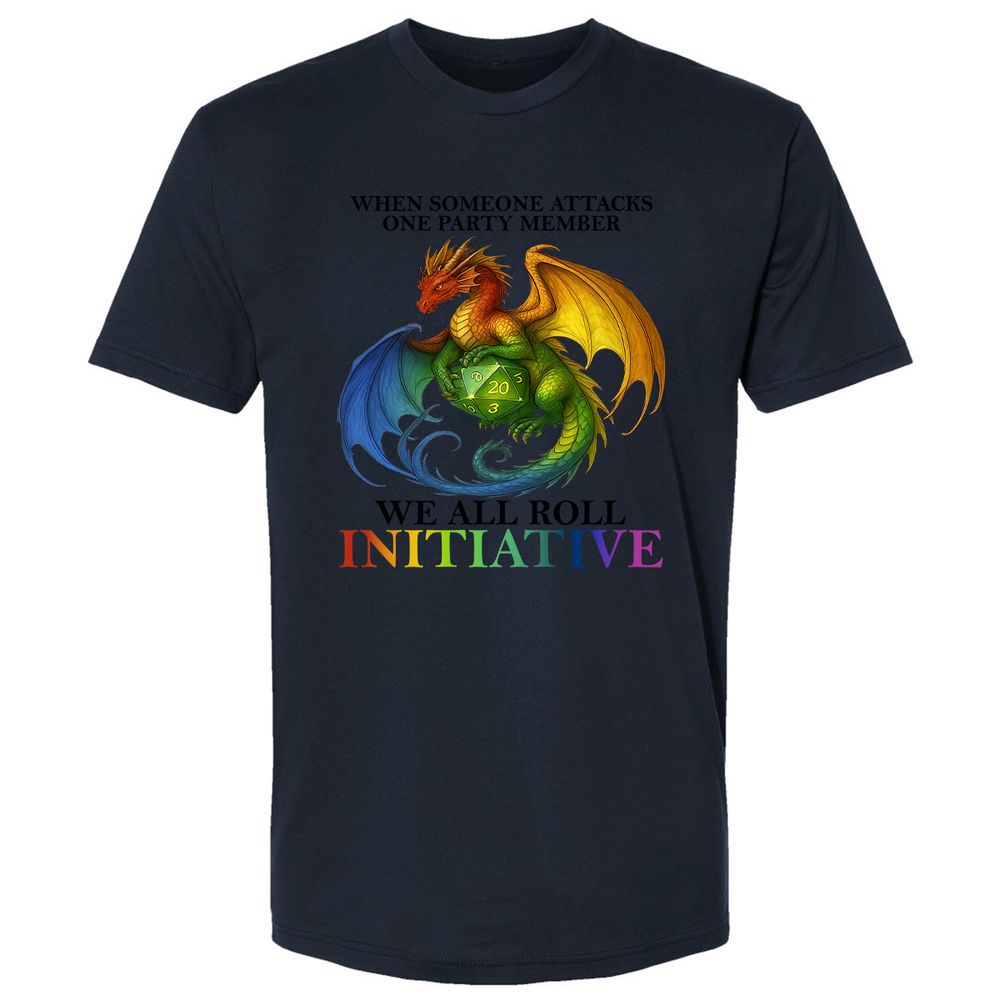 Dragon We All Roll For Initiative Premium Unisex T-Shirt - Midnight Navy - 2