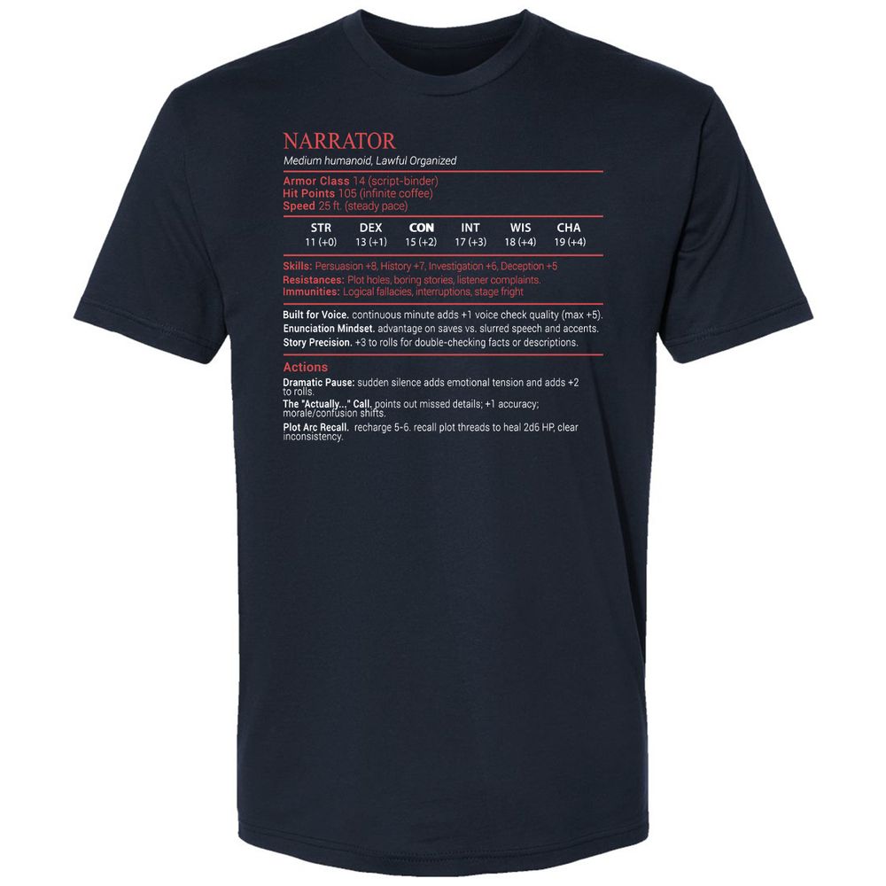 Narrator Stats Block - Midnight Navy - 2