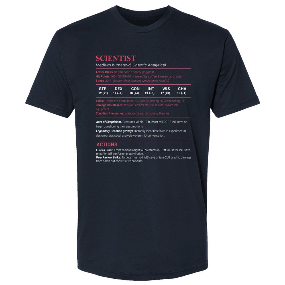 Scientist Stats Premium Unisex T-Shirt - Midnight Navy - 2