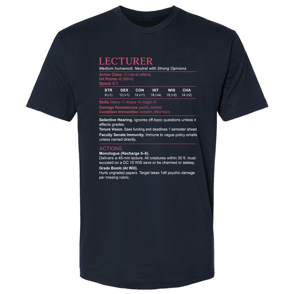 Lecturer Stats Premium Unisex T-Shirt - Midnight Navy - 2