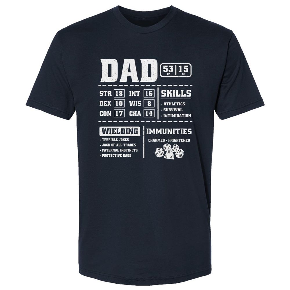 Dad Stat Block 2 Premium Unisex T-Shirt - Midnight Navy - 2