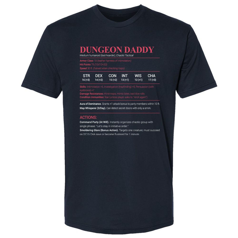 Dungeon Daddy Stats Premium Unisex T-Shirt - Midnight Navy - 2