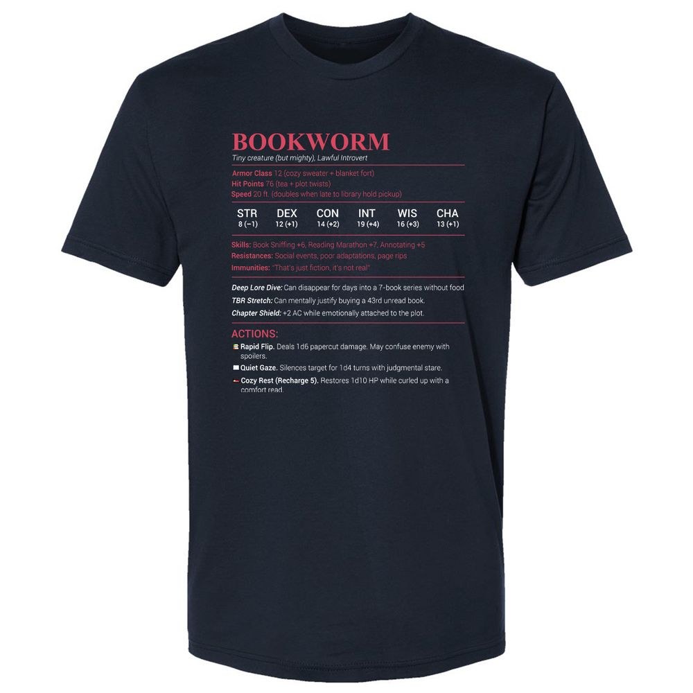 Bookworm Stats Premium Unisex T-Shirt - Midnight Navy - 2