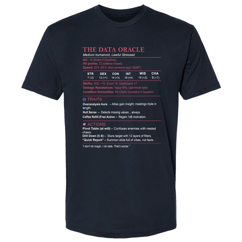 Data Analyst Stats (The Data Oracle) Premium Unisex T-Shirt - Midnight Navy - 2