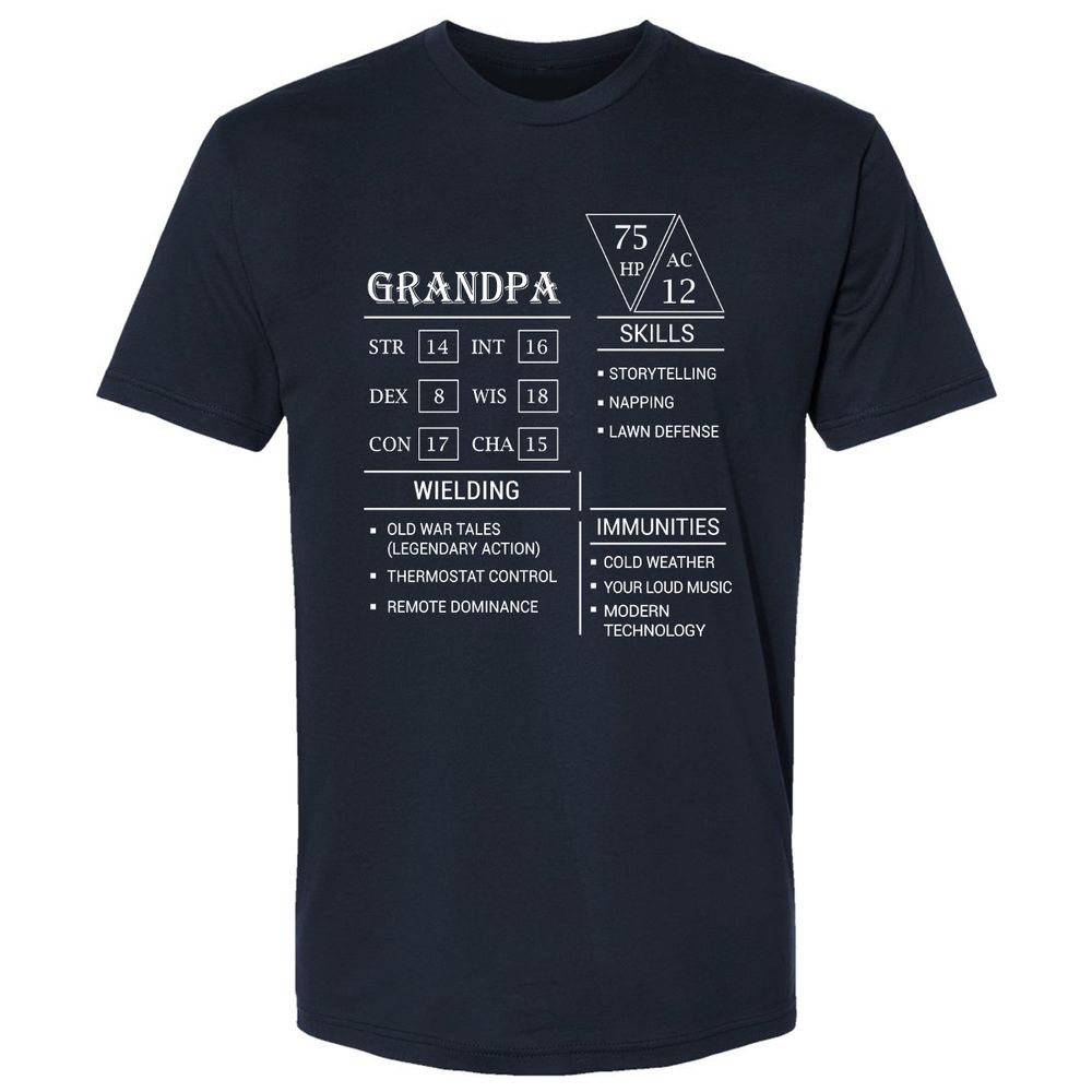 Grandpa Stats Premium Unisex T-Shirt - Midnight Navy - 2