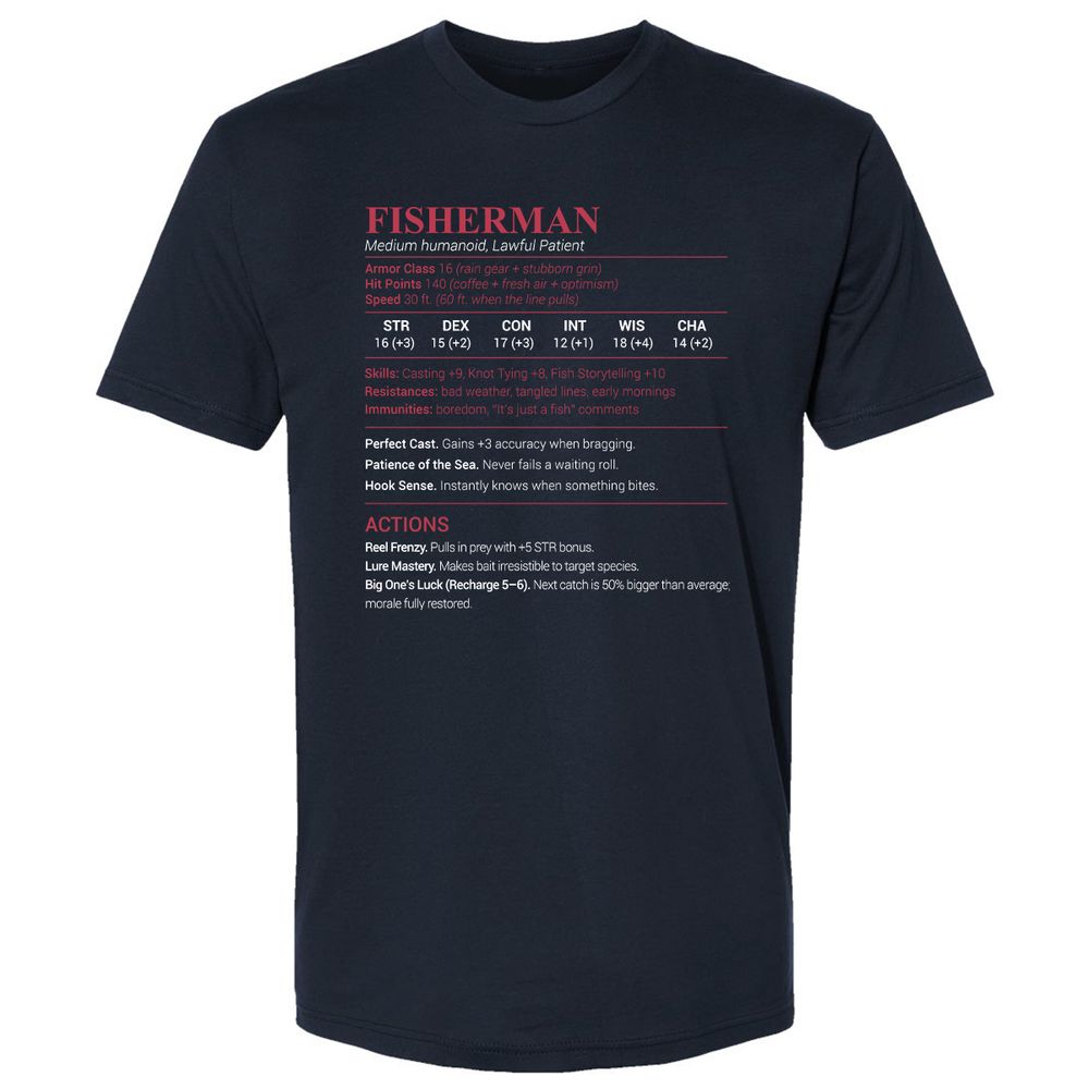 Fisherman Stats Premium Unisex T-Shirt - Midnight Navy - 2