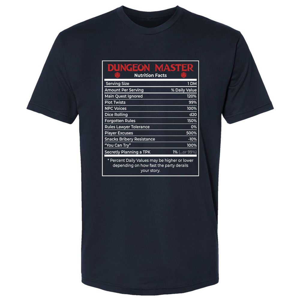 Dungeon Master Nutrition Facts Premium Unisex T-Shirt - Midnight Navy - 2