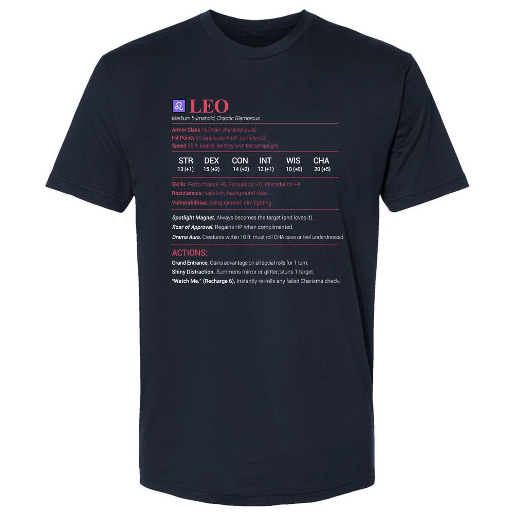 Leo Stats Premium Unisex T-Shirt - Midnight Navy - 2