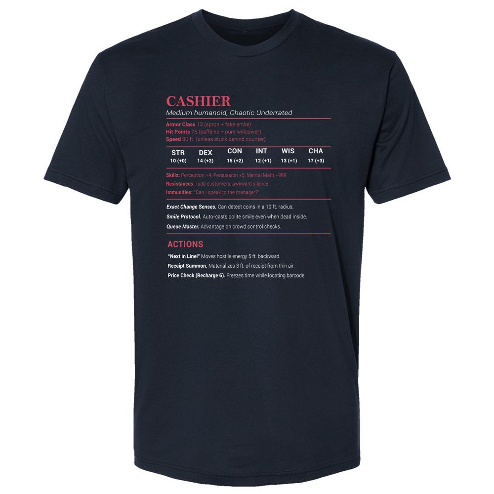 Cashier Stats Premium Unisex T-Shirt - Midnight Navy - 2
