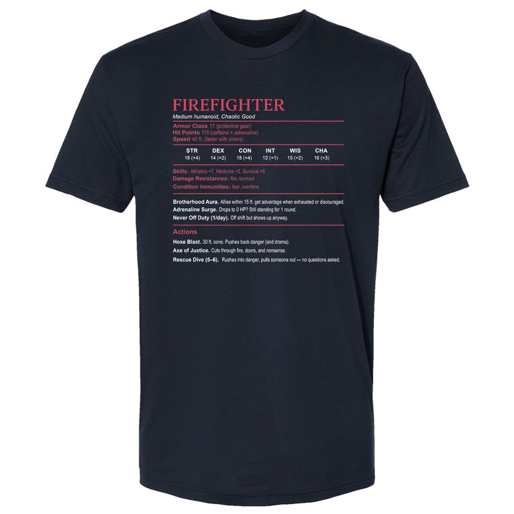 Firefighter Stats Premium Unisex T-Shirt - Midnight Navy - 2