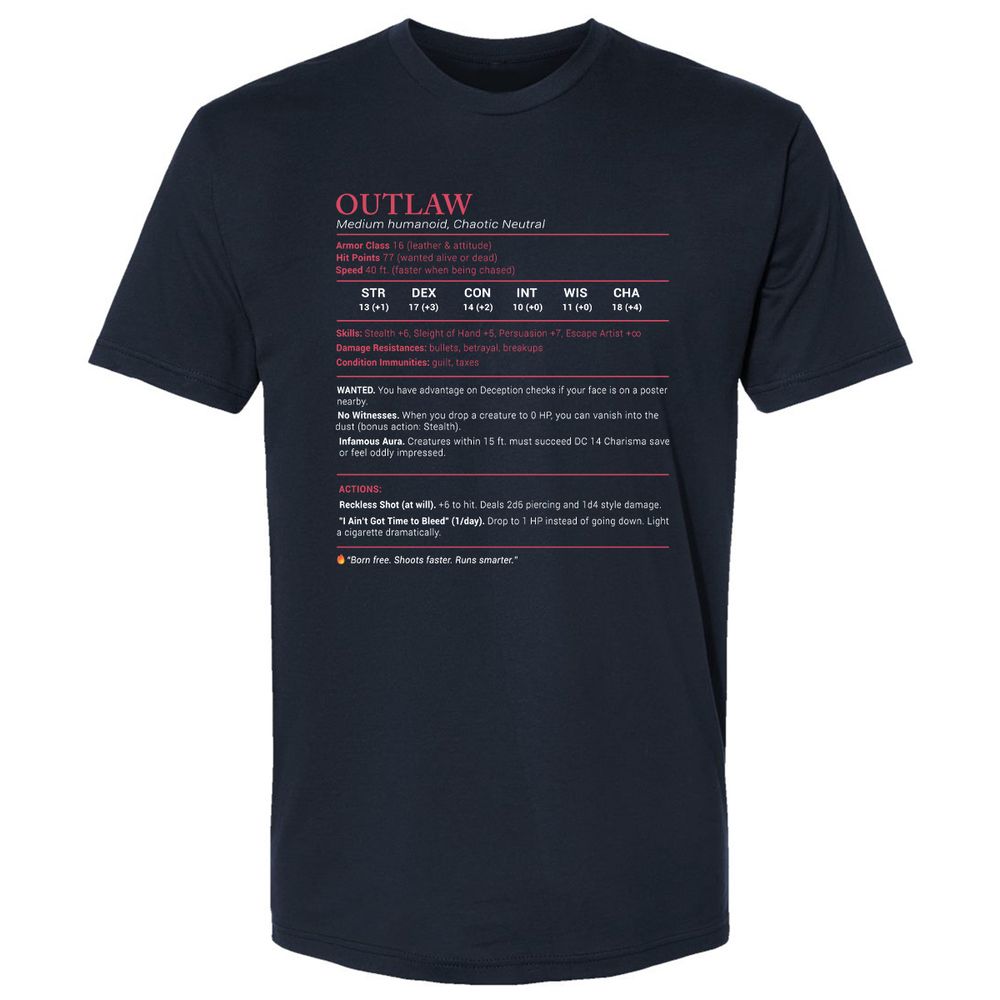 Outlaw Stats Premium Unisex T-Shirt - Midnight Navy - 2