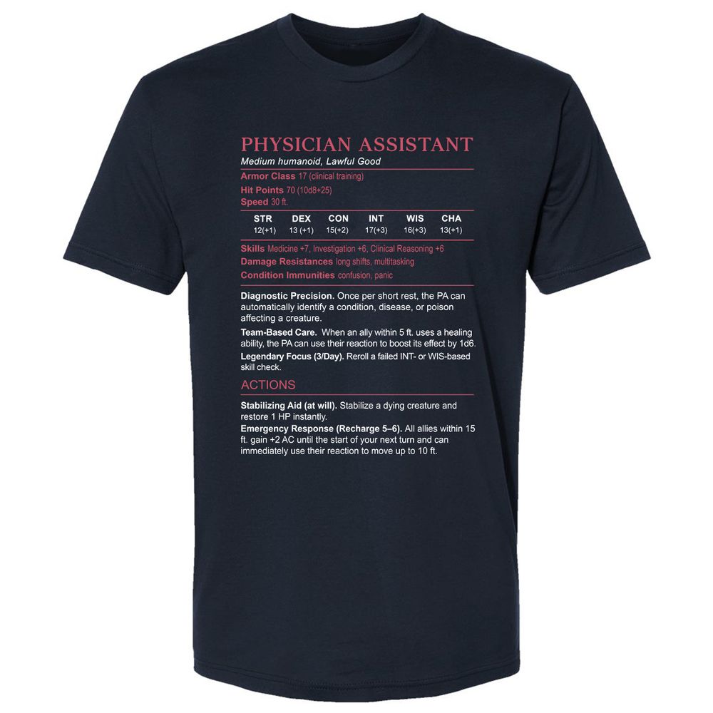 PHYSICIAN ASSISTANT Stats Premium Unisex T-Shirt - Midnight Navy - 2