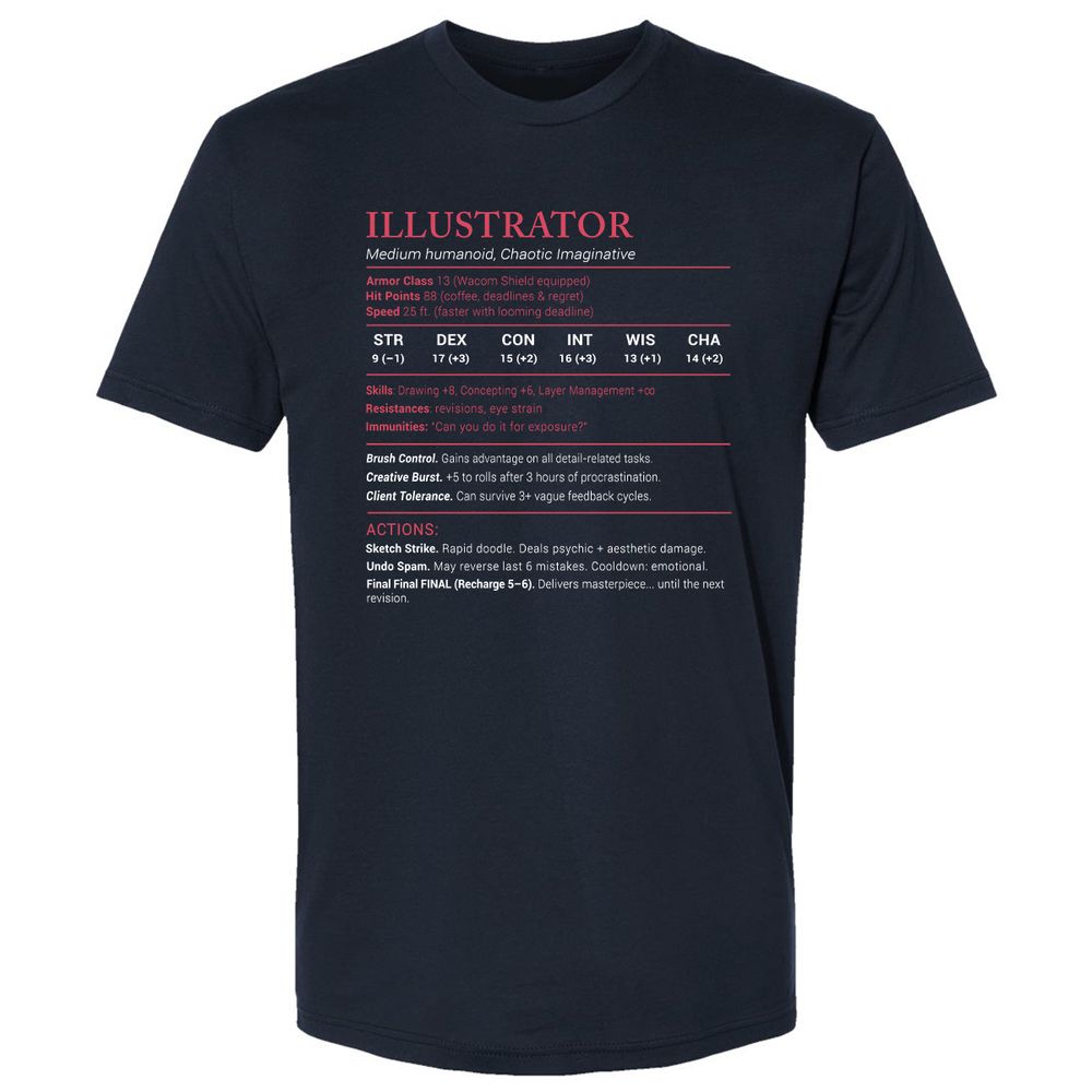 Illustrator Stats Premium Unisex T-Shirt - Midnight Navy - 2