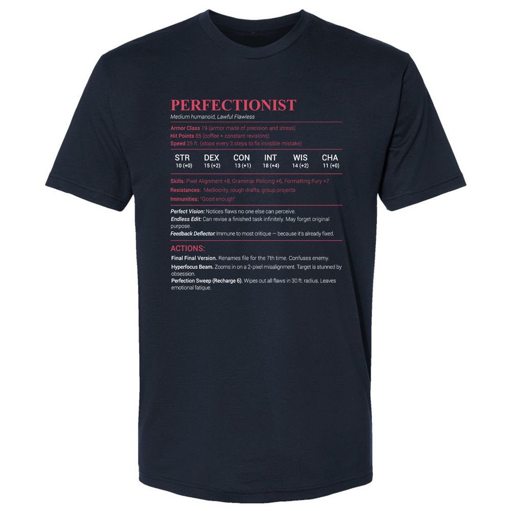 Perfectionist Stats Premium Unisex T-Shirt - Midnight Navy - 2