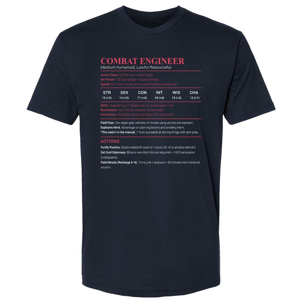 Combat Engineer Premium Unisex T-Shirt - Midnight Navy - 2