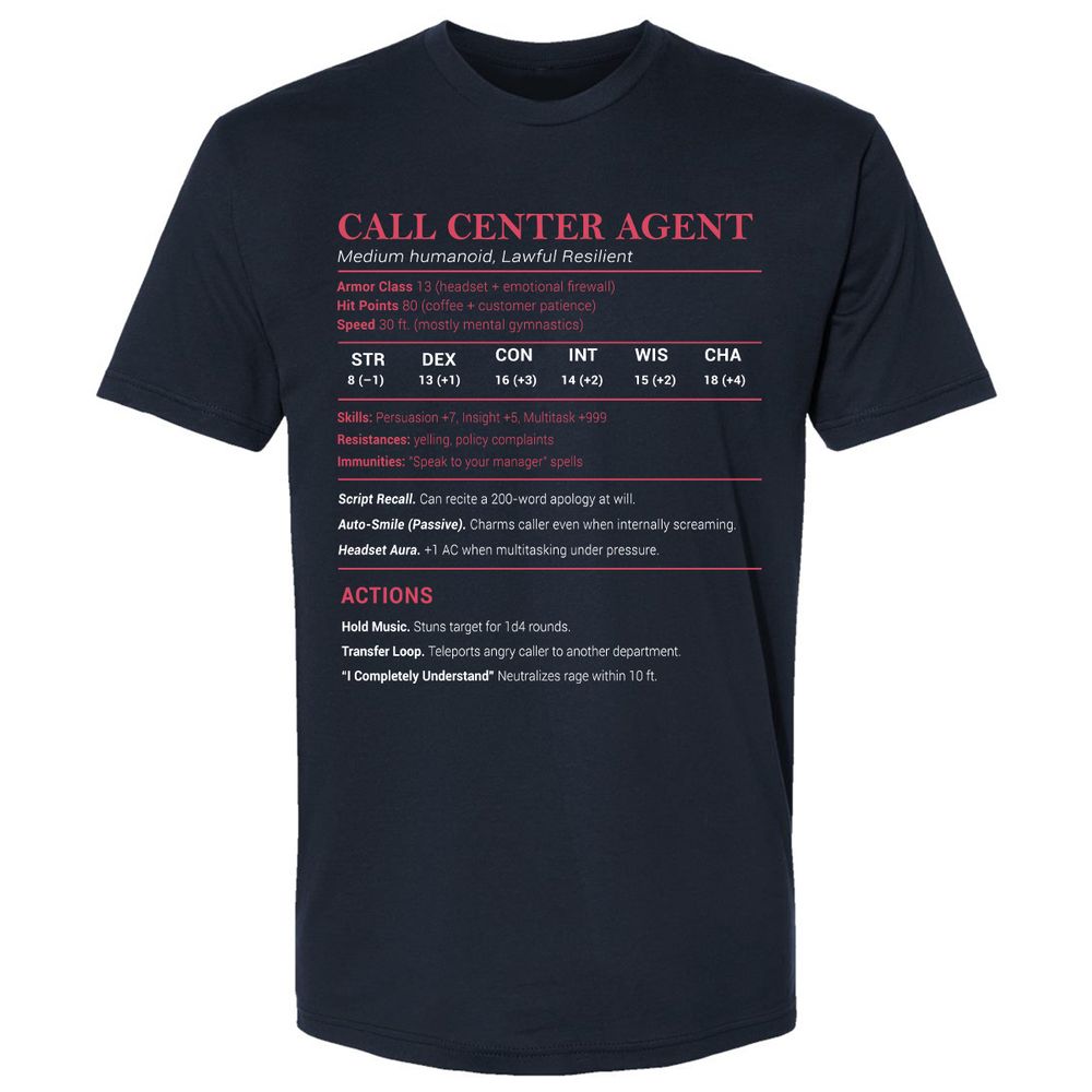 Call Center Agent Stats Premium Unisex T-Shirt - Midnight Navy - 2