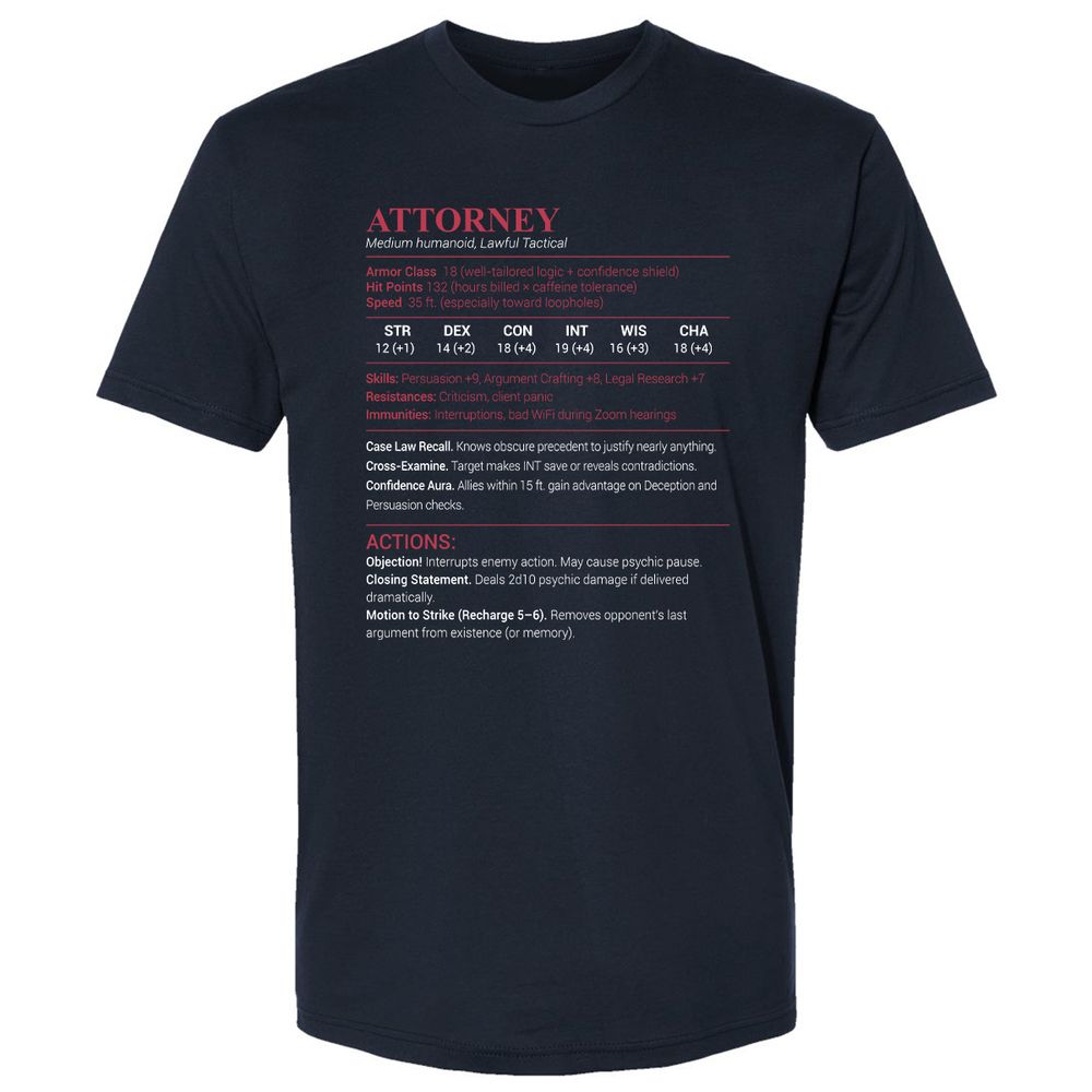 Attorney Stats Premium Unisex T-Shirt - Midnight Navy - 2