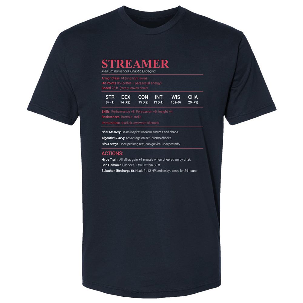 Streamer Stats Premium Unisex T-Shirt - Midnight Navy - 2