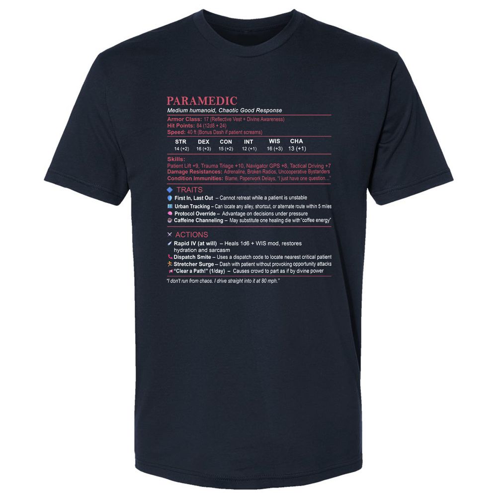 Paramedic Stats Premium Unisex T-Shirt - Midnight Navy - 2