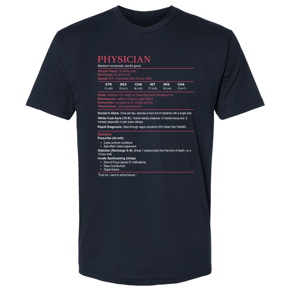 Physician Stats Premium Unisex T-Shirt - Midnight Navy - 2