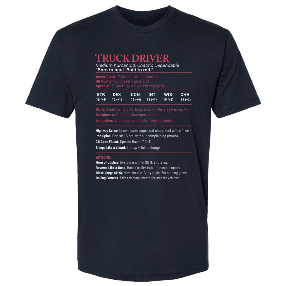 Truck Driver Stats Premium Unisex T-Shirt - Midnight Navy - 2