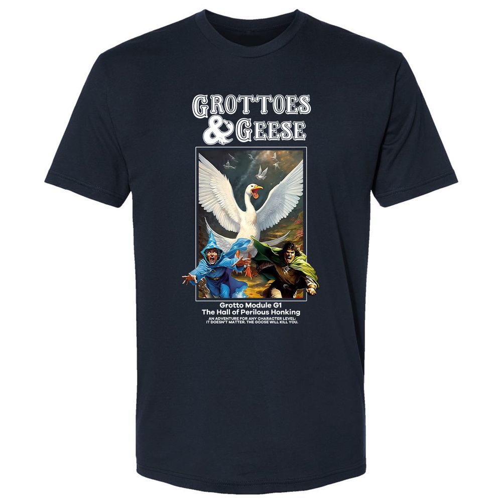Grottoes & Geese Premium Unisex T-Shirt - Midnight Navy - 2
