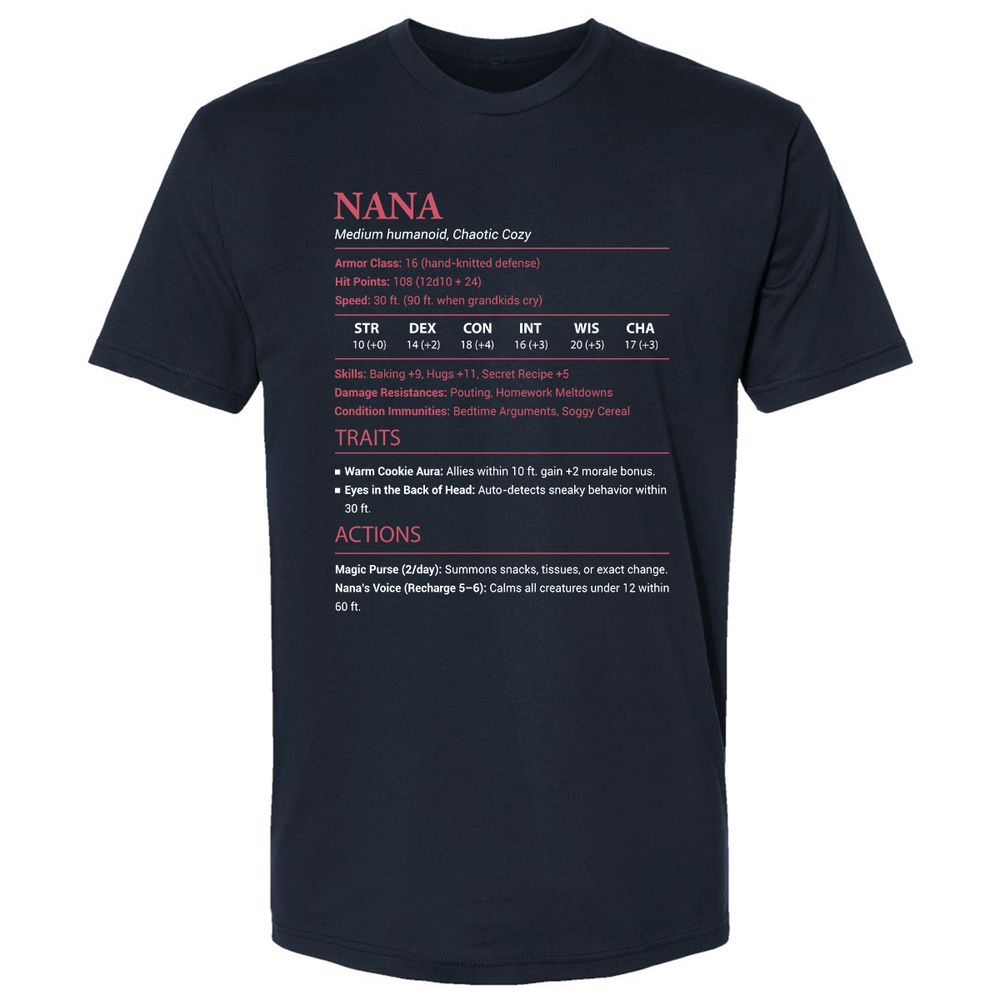 Nana Stats Premium Unisex T-Shirt - Midnight Navy - 2