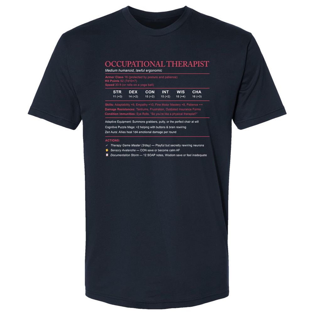 Occupational Therapist Stats Premium Unisex T-Shirt - Midnight Navy - 2