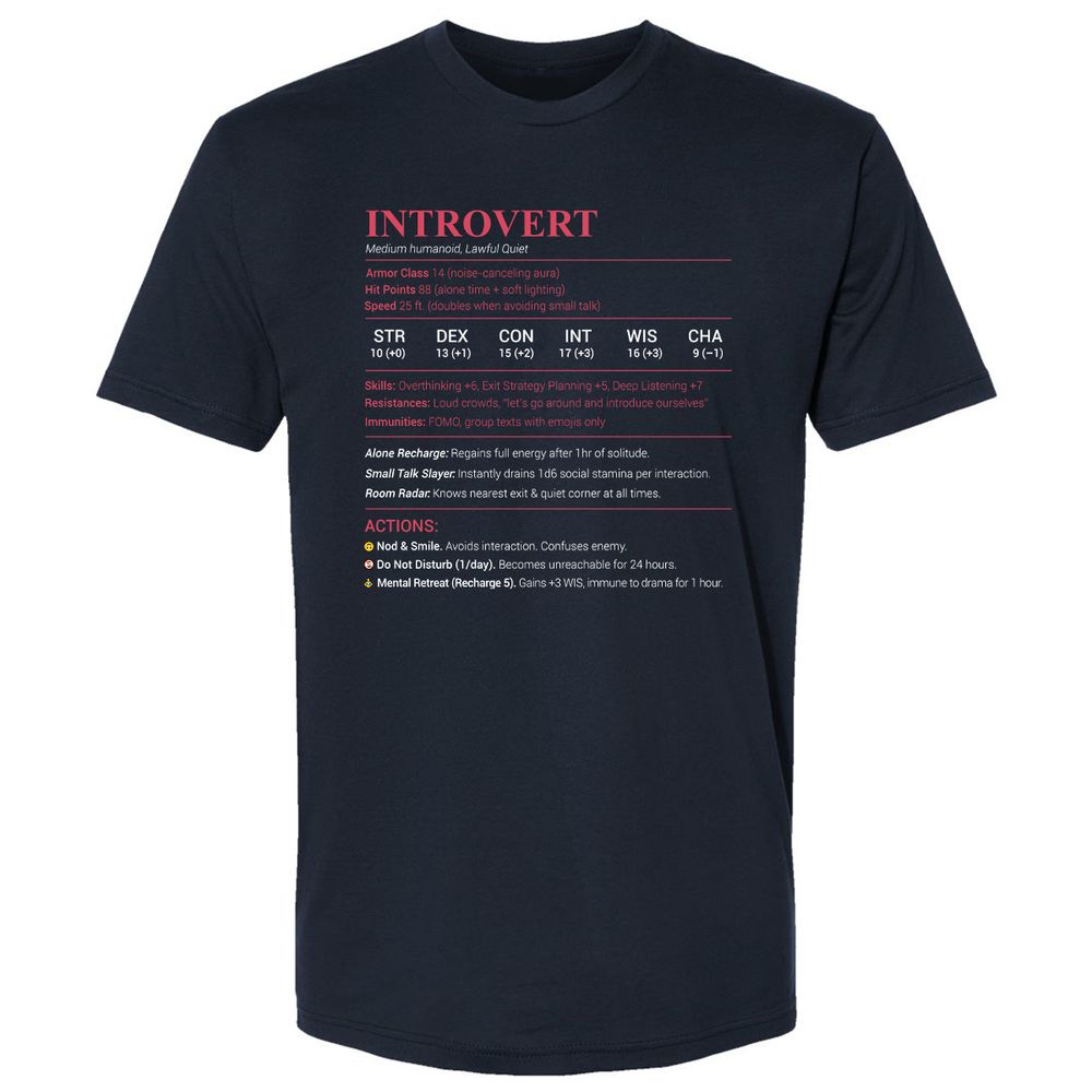 Introvert Stats Premium Unisex T-Shirt - Midnight Navy - 2