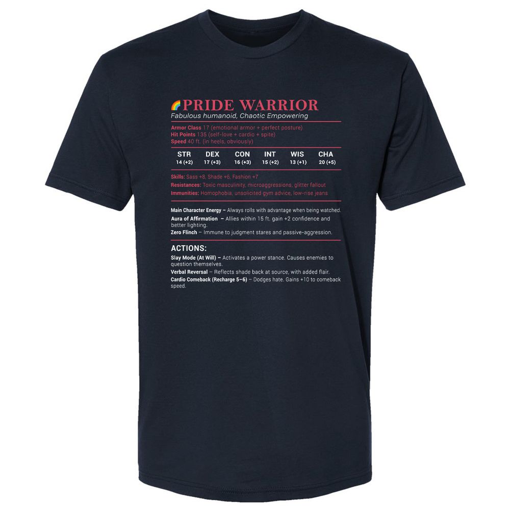 Pride Warrior Stats Premium Unisex T-Shirt - Midnight Navy - 2