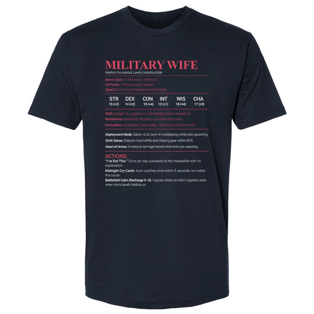 Military Wife Stats Premium Unisex T-Shirt - Midnight Navy - 2