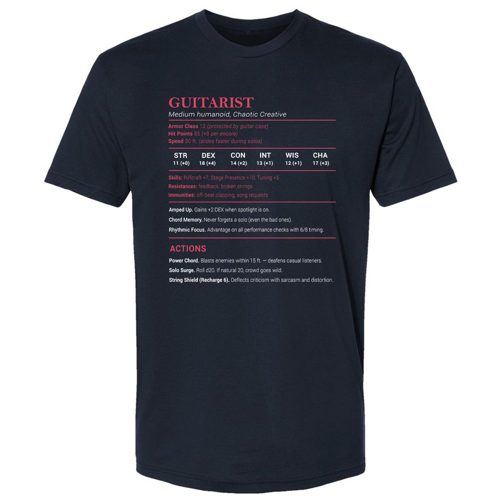 Guitarist Stats Premium Unisex T-Shirt - Midnight Navy - 2