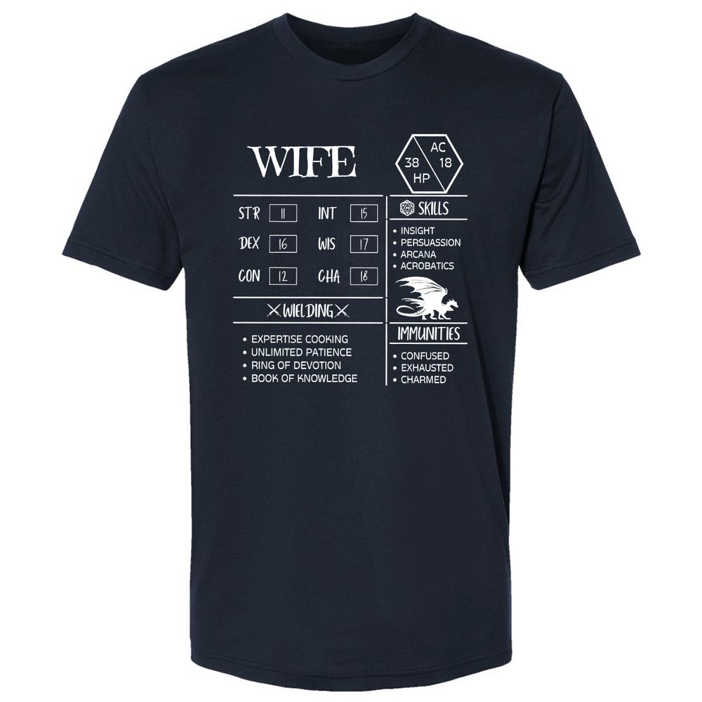 Wife Stats 2 Premium Unisex T-Shirt - Midnight Navy - 2