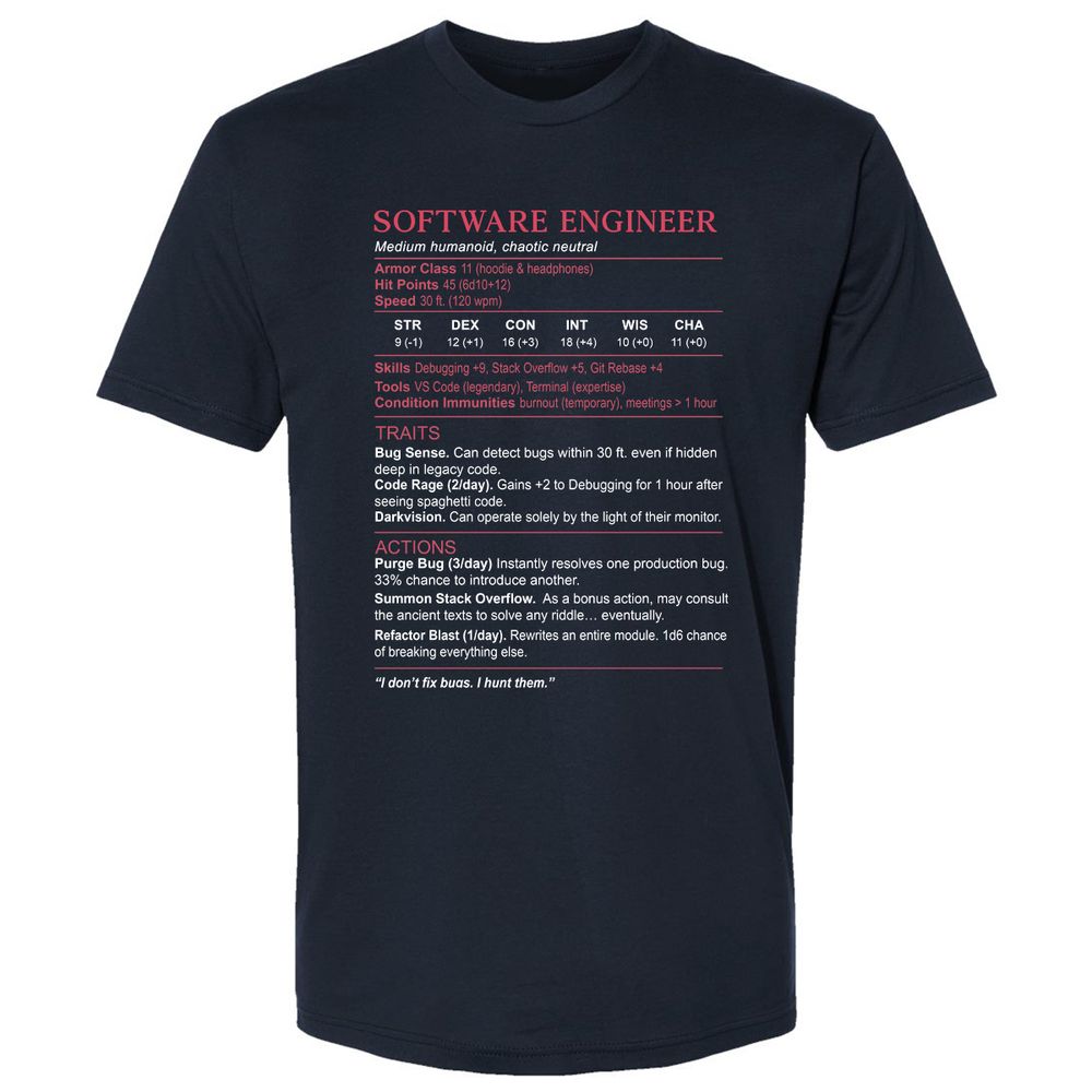 Software Engineer Stats Premium Unisex T-Shirt - Midnight Navy - 2