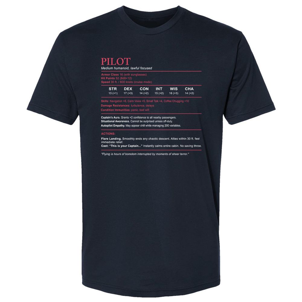 Pilot Stats Premium Unisex T-Shirt - Midnight Navy - 2