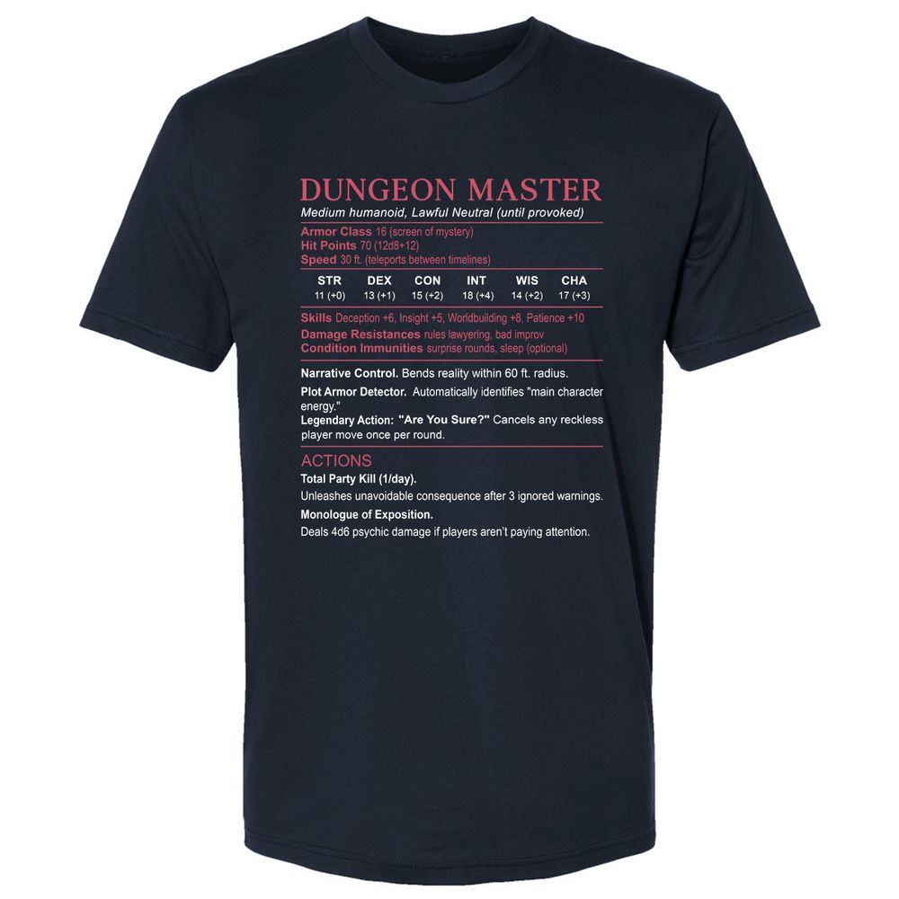 Dungeon Master Stats Premium Unisex T-Shirt - Midnight Navy - 2